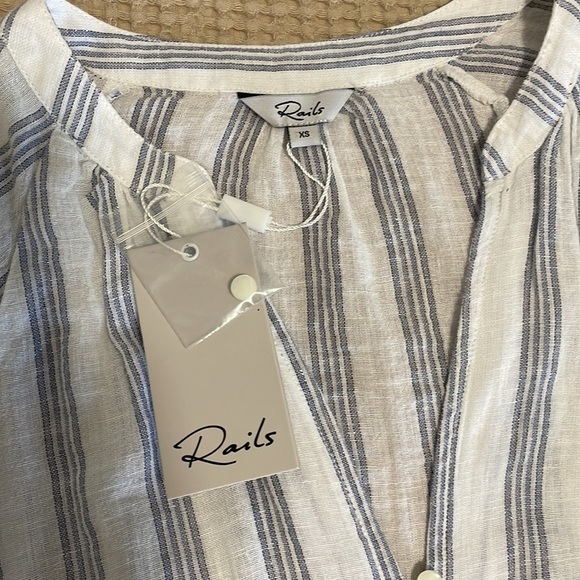 NWT Rails Marti Cayman Striped long sleeve top with waist tie - Picture 6 of 6